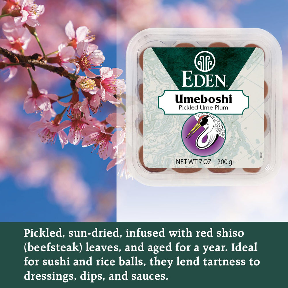 Red shiso leaves with Eden umeboshi emphasizing natural infusion and aroma