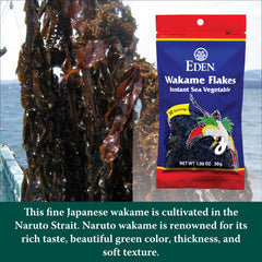 Miso soup with Eden wakame flakes, adding bright green color and savory depth