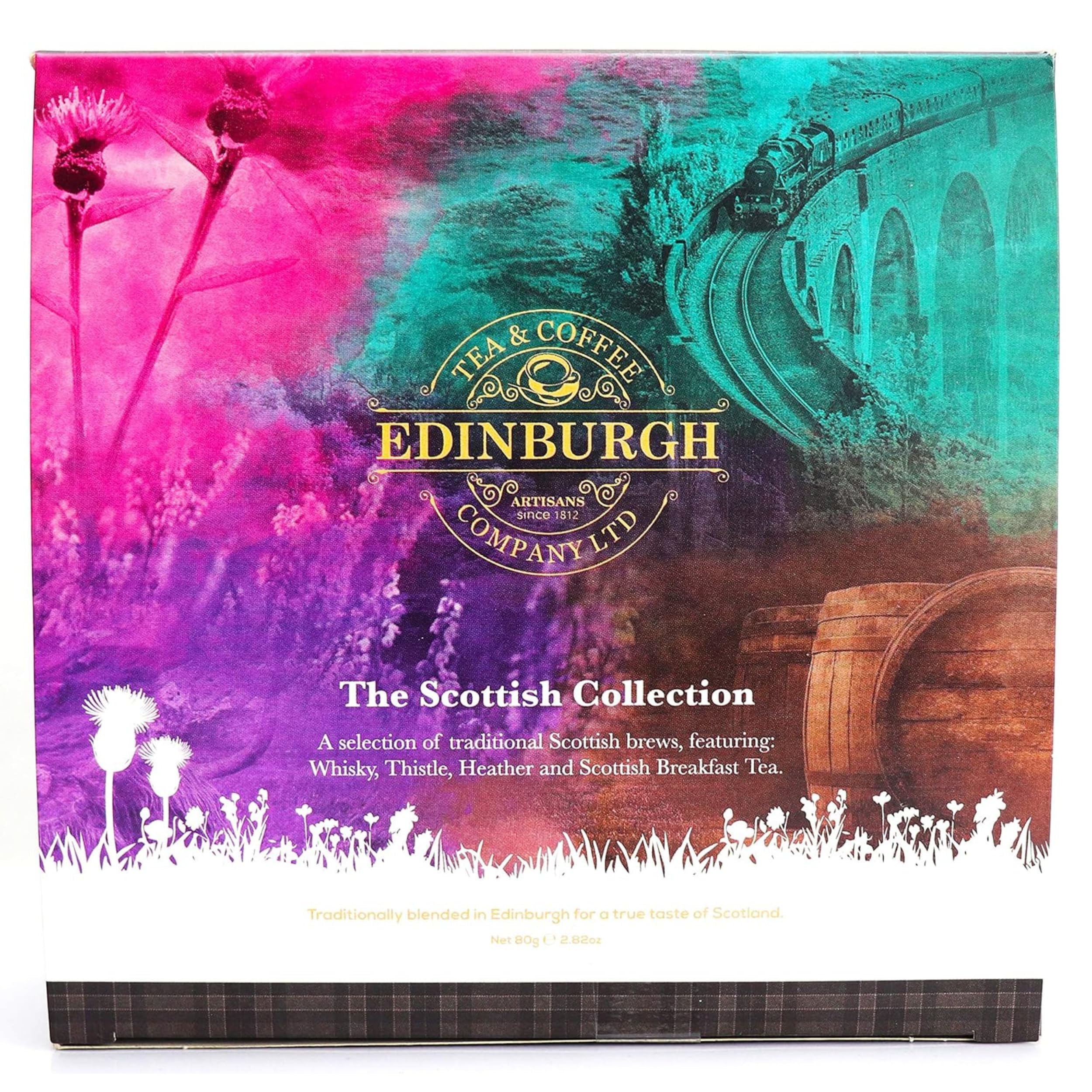 Edinburgh Tea & Coffee opened box with 40 individually foil-wrapped tea sachets for freshness