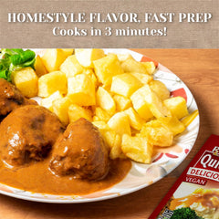 Edward & Sons gravy cooking in saucepan illustrating quick three-minute preparation
