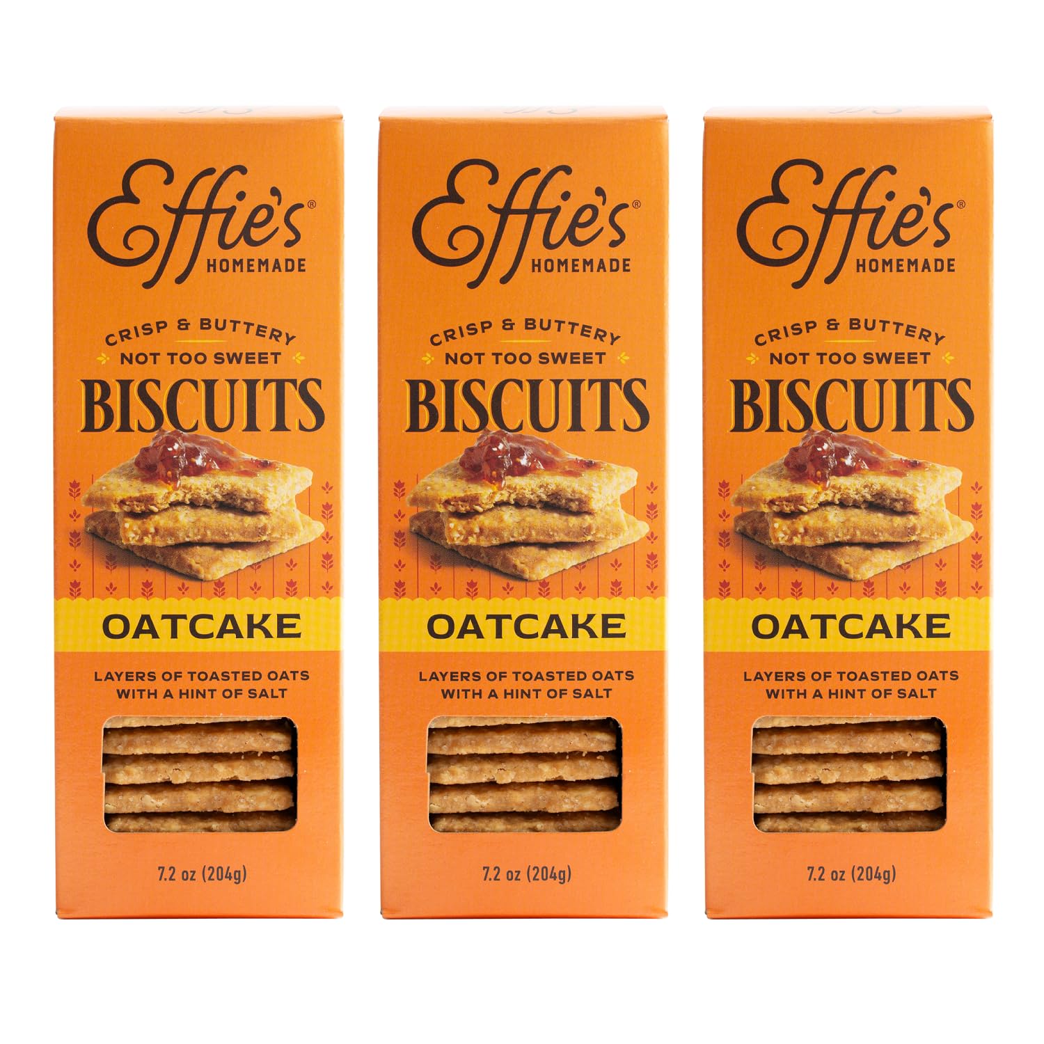 Effie's Homemade front pack showing oatcakes and brand for easy recognition