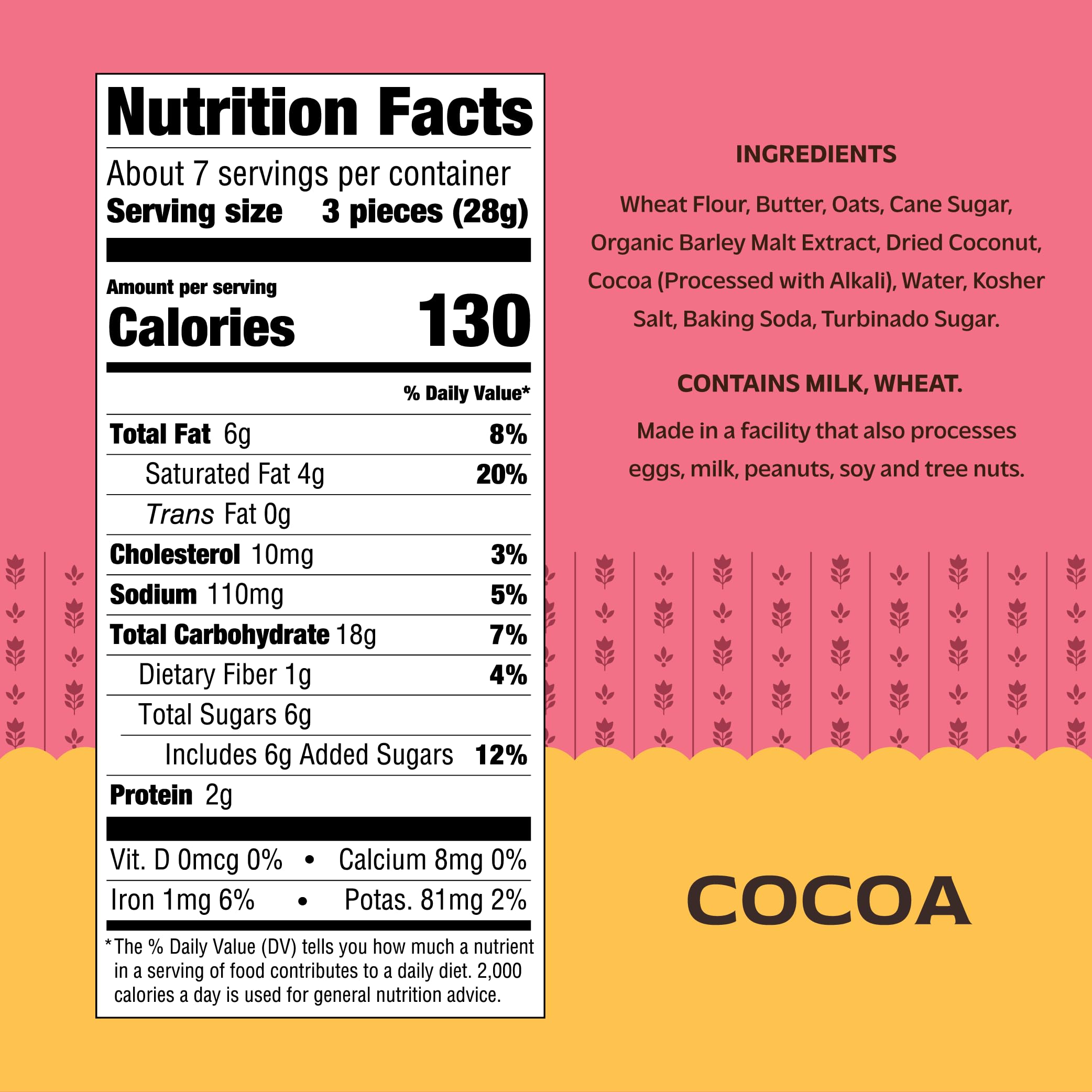 Effie's Homemade ingredient label showing real butter and natural ingredients