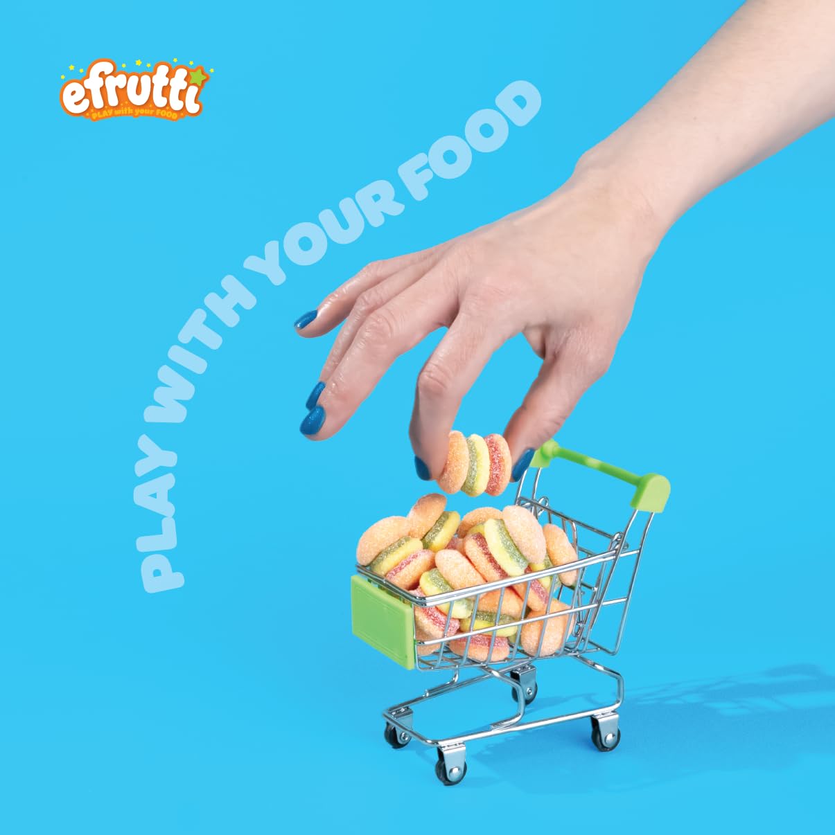 efrutti mini burgers in party bowl adding playful décor