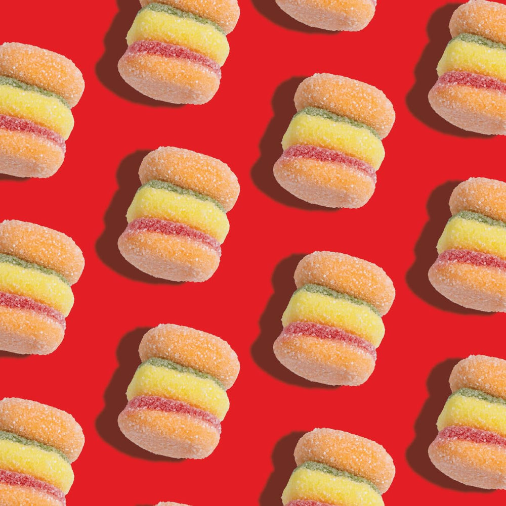 efrutti gummy beside hand to show scale and portion size