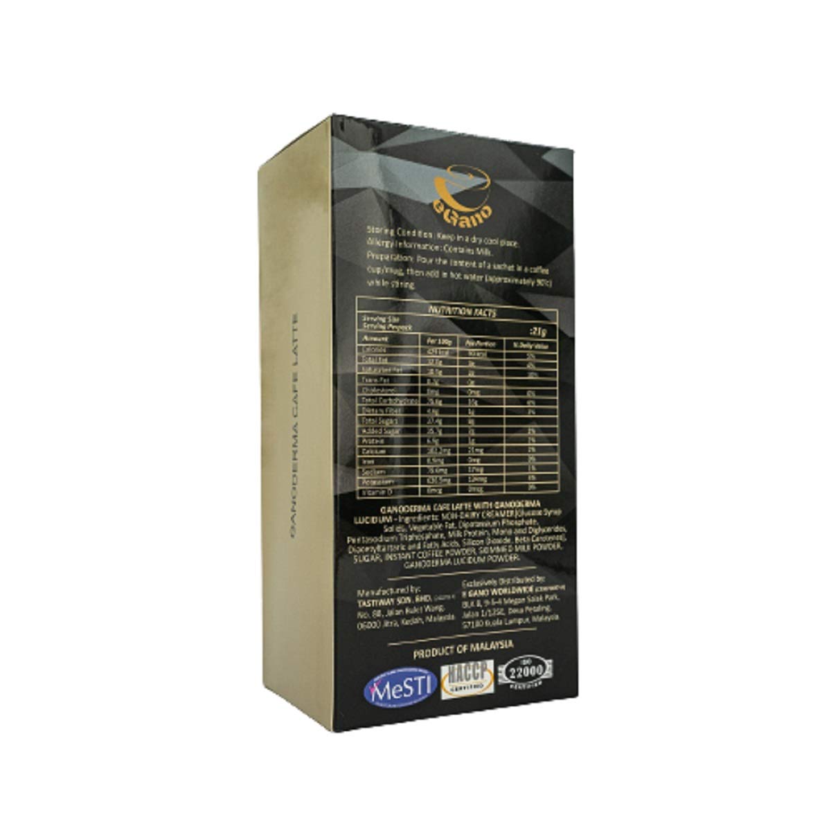 eGano powder close-up showing smooth blend texture and quick dissolution