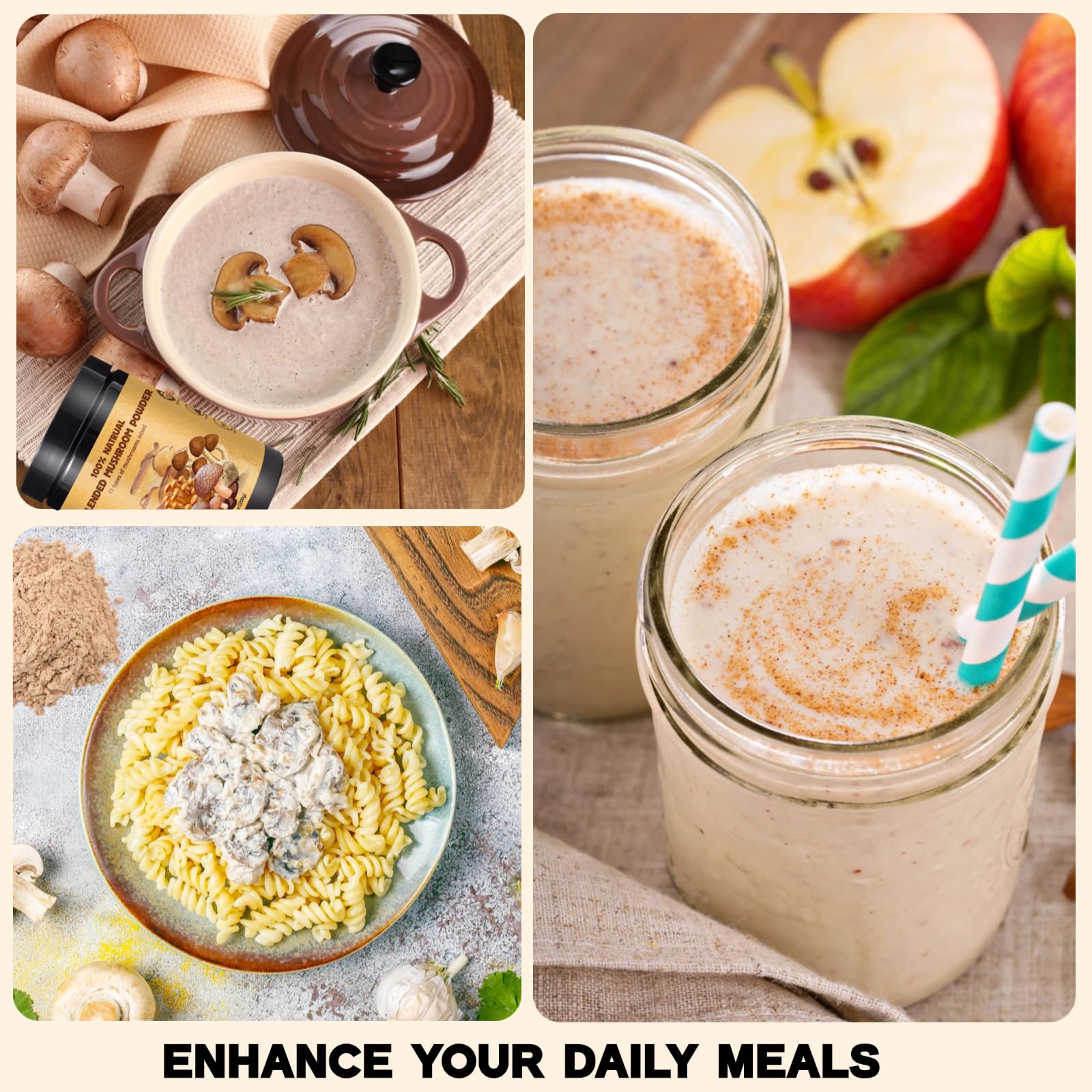 Egcina blended powder finished mushroom risotto delivering rich flavor