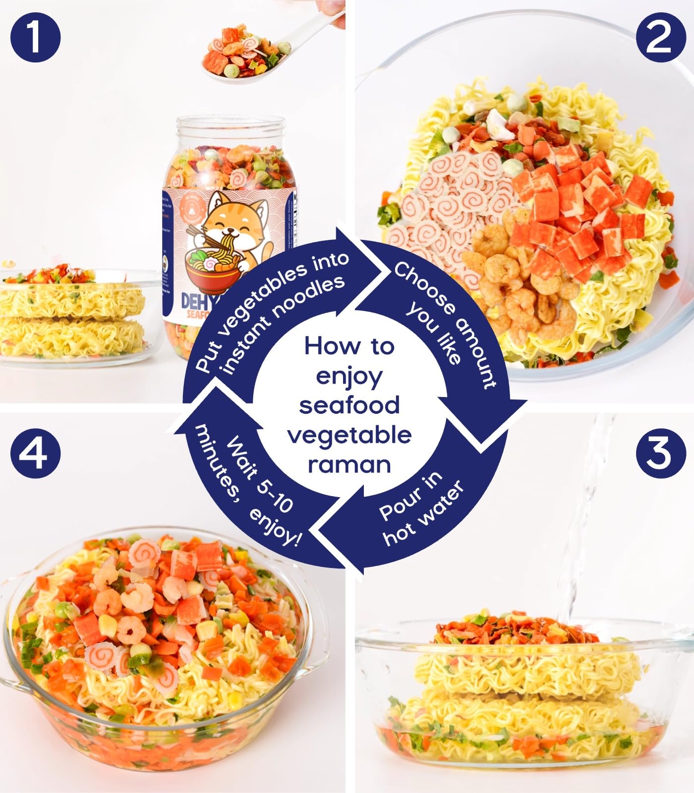 Egcina ingredient layout with shrimp, crab, vegetables showing quality