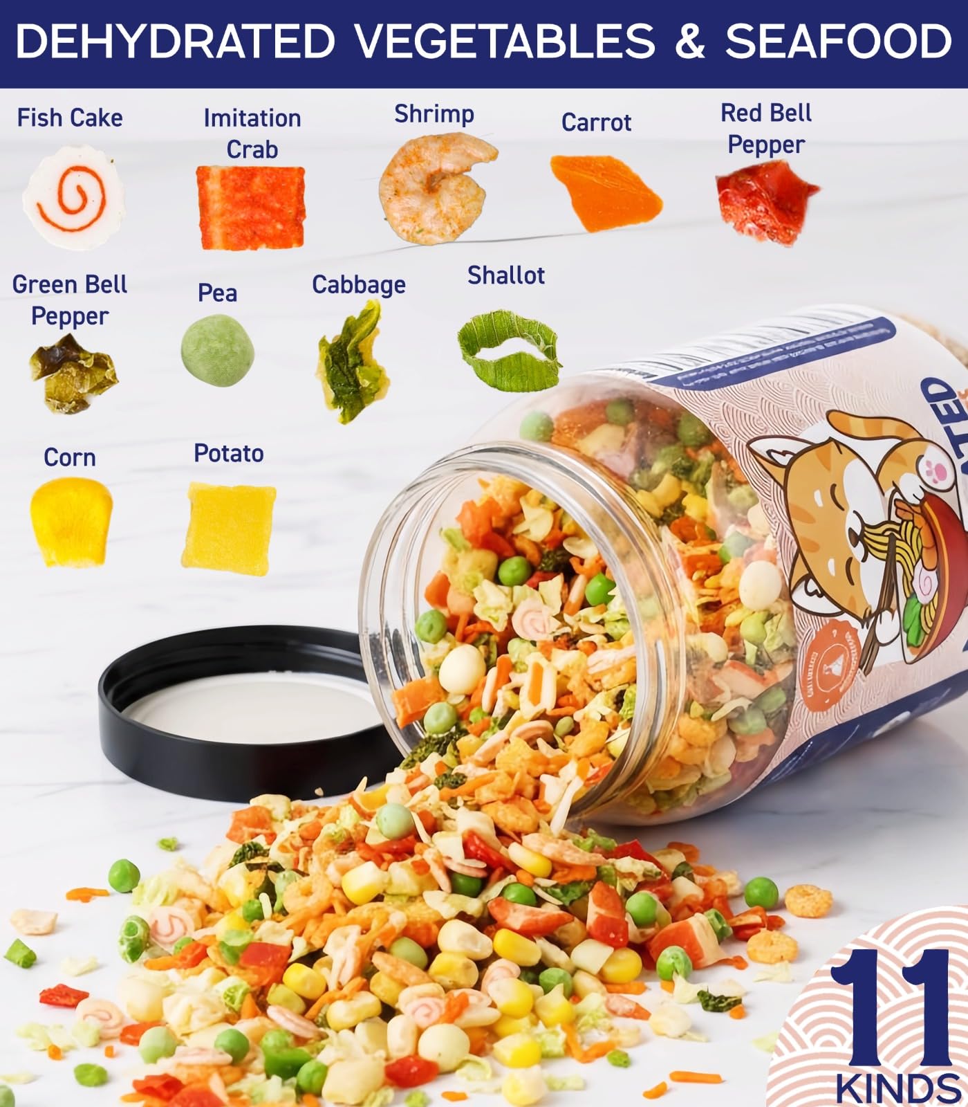 Egcina close-up of freeze-dried mix texture for vibrant, crisp rehydration