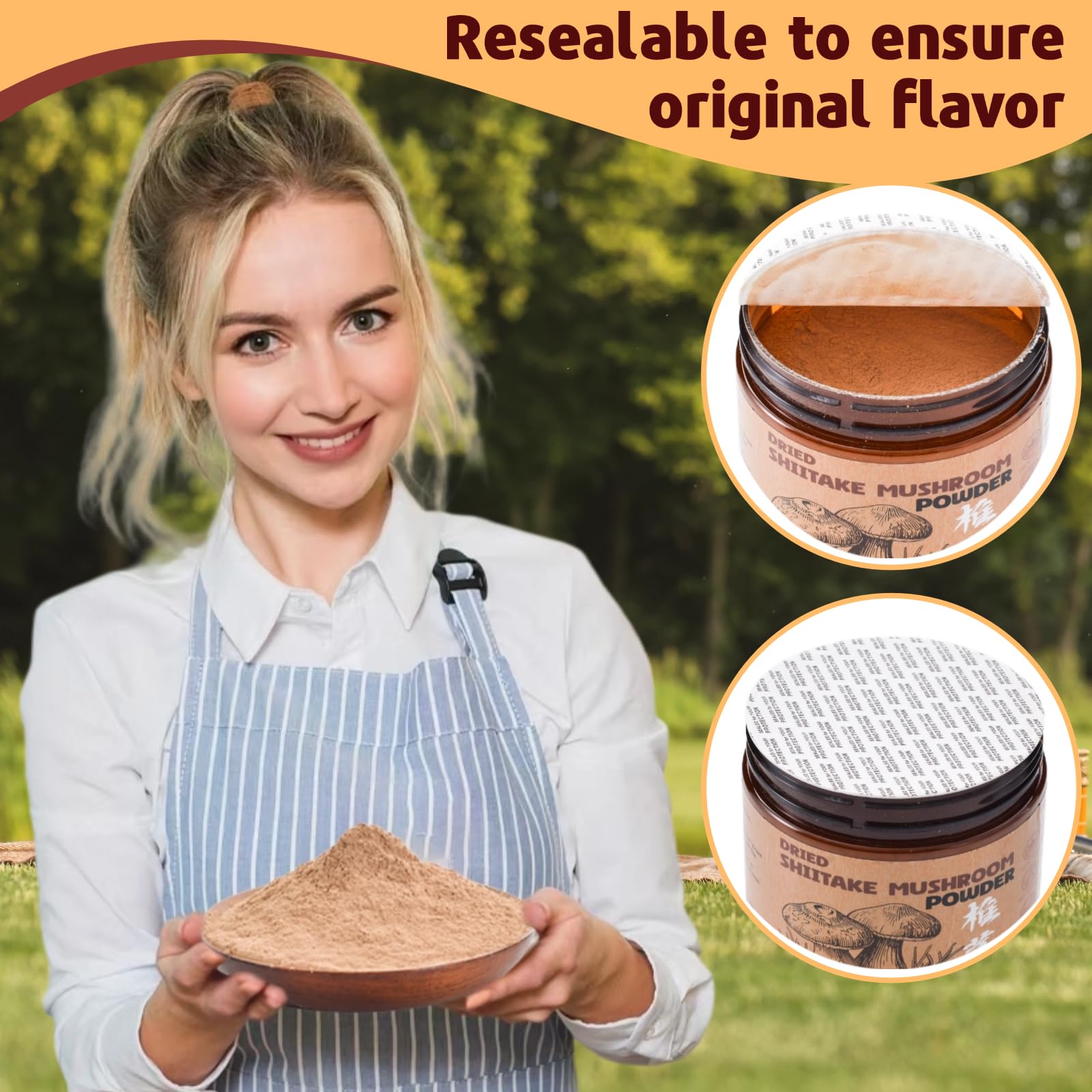 Egcina label and ingredient list highlighting 100% pure shiitake reassurance
