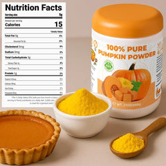 Egcina close-up of pumpkin powder texture, highlighting fine grind and freshness