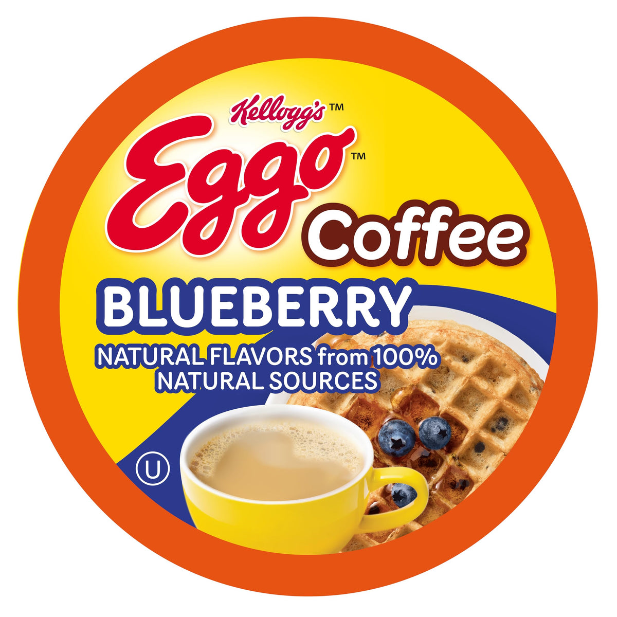 Eggo blueberry waffle front packaging showing 40-count and branding, inspires fruity mornings