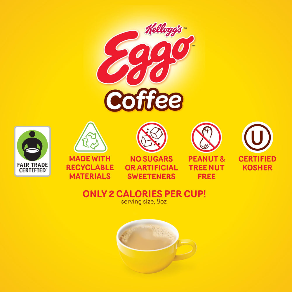 Eggo brewed cup with crema highlighting chocolate-chip waffle flavor