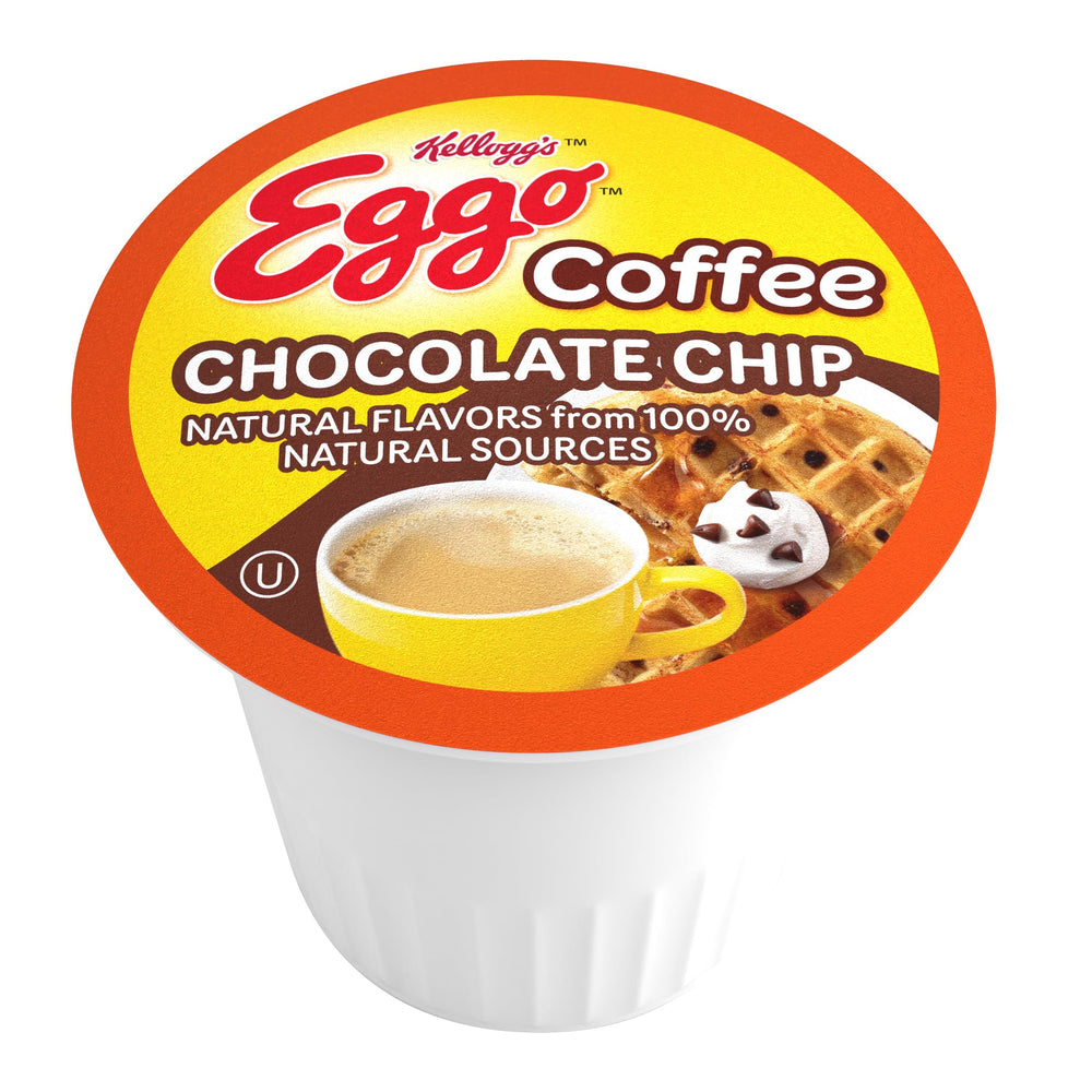 Eggo close-up of single pod showing pod detail and quick brewing benefit