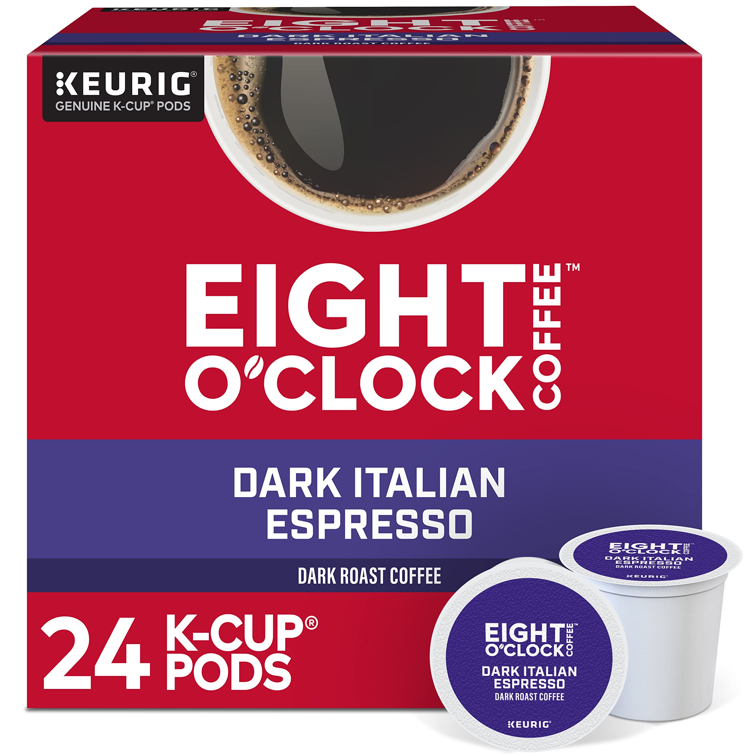 Close-up of Eight O'Clock Coffee K-Cup pod texture highlighting freshness benefit