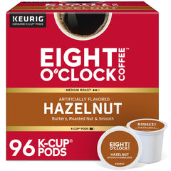 Eight O'Clock Coffee front box showing product and hazelnut branding for easy selection