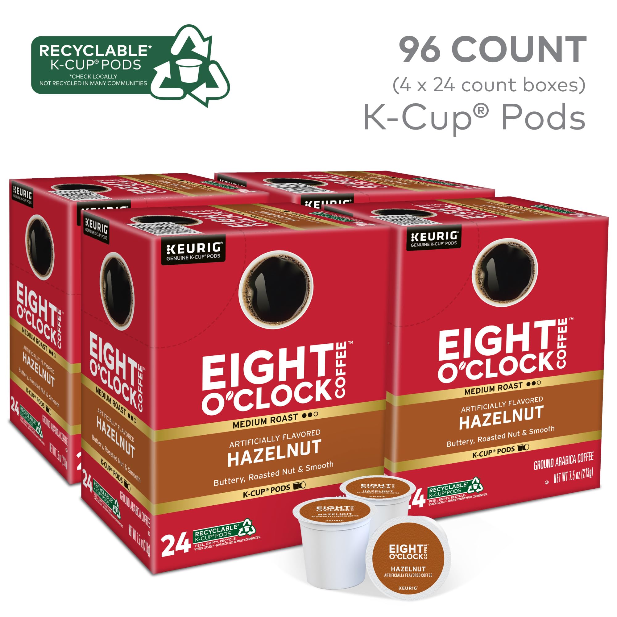 Close-up single Eight O'Clock Coffee pod highlighting seal and convenient single-serve benefit