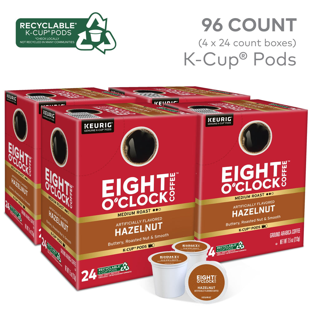 Close-up single Eight O'Clock Coffee pod highlighting seal and convenient single-serve benefit