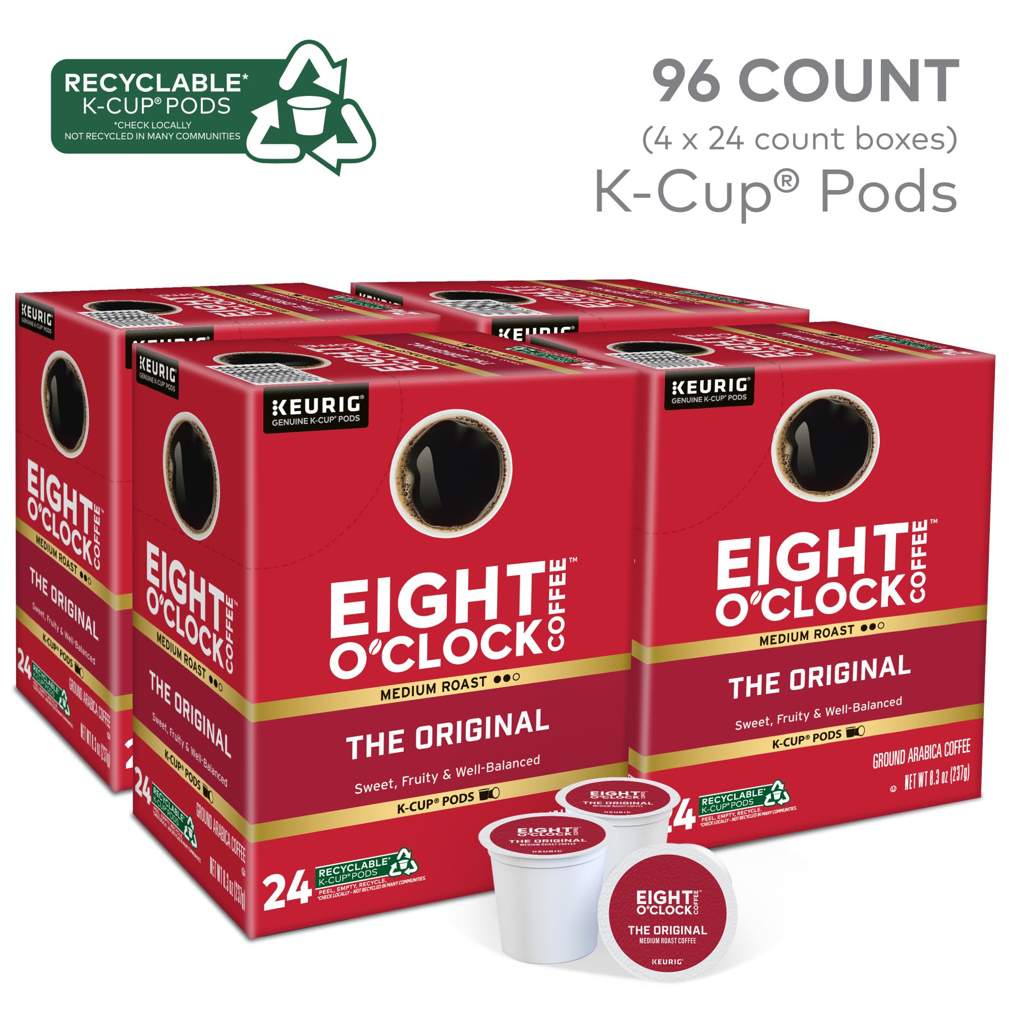 Eight O'Clock K-Cup top view close-up highlighting pod design and easy use