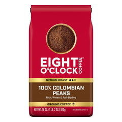 Eight O'Clock Coffee front of bag showing brand and medium roast for clear identification