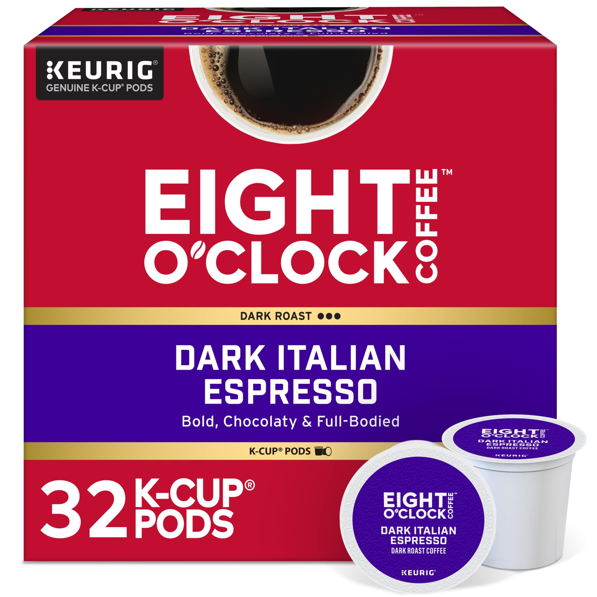 Eight O'Clock Coffee front packaging showing product and bold roast