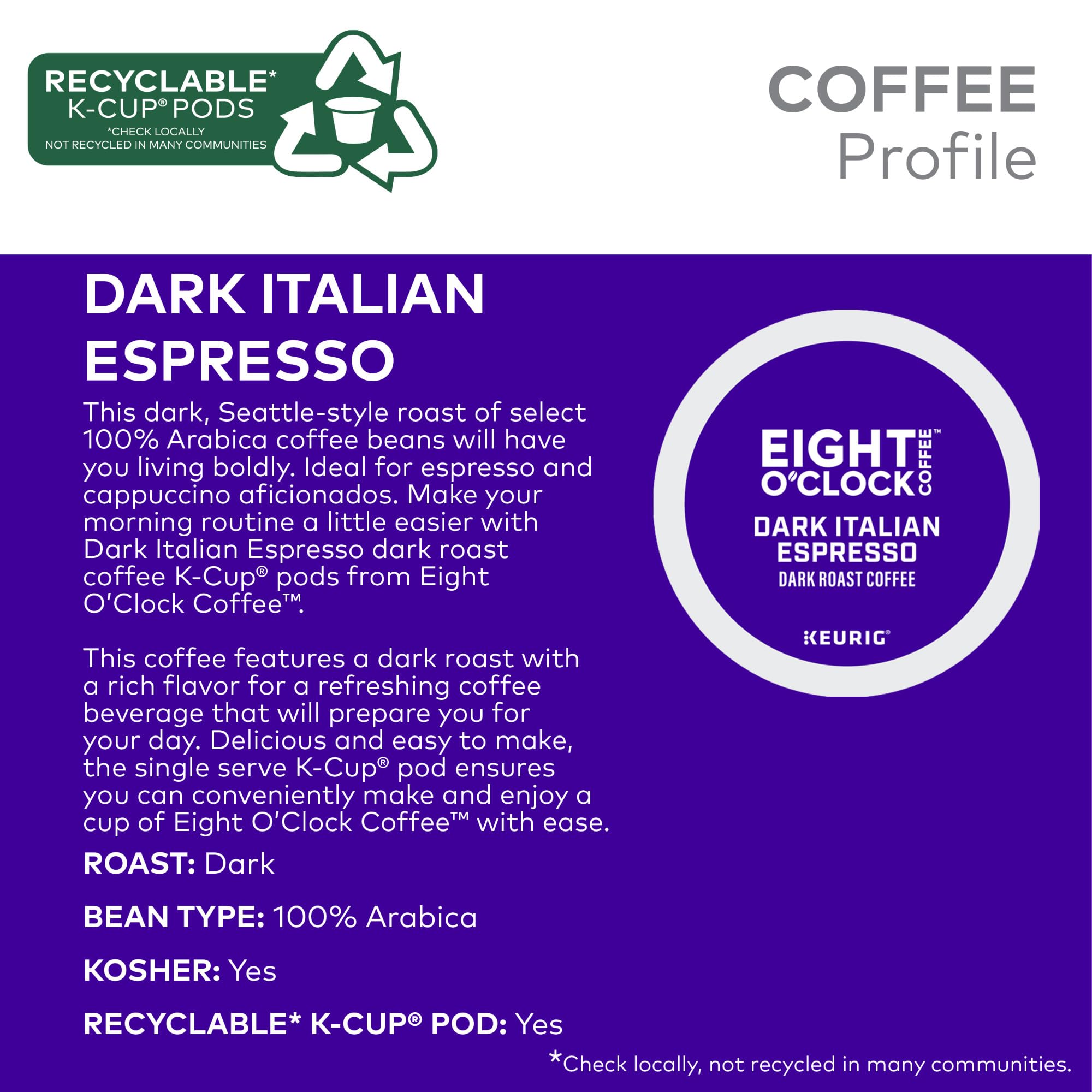Eight O'Clock Coffee opened pod with beans showing fresh roasted aroma benefit