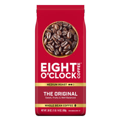 Eight O'Clock Coffee front packaging showing brand and sweet fruity roast benefits