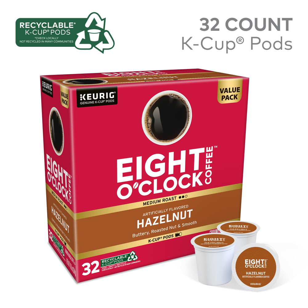 Eight O'Clock Coffee K-Cup close-up showing pod detail and easy brewing benefit