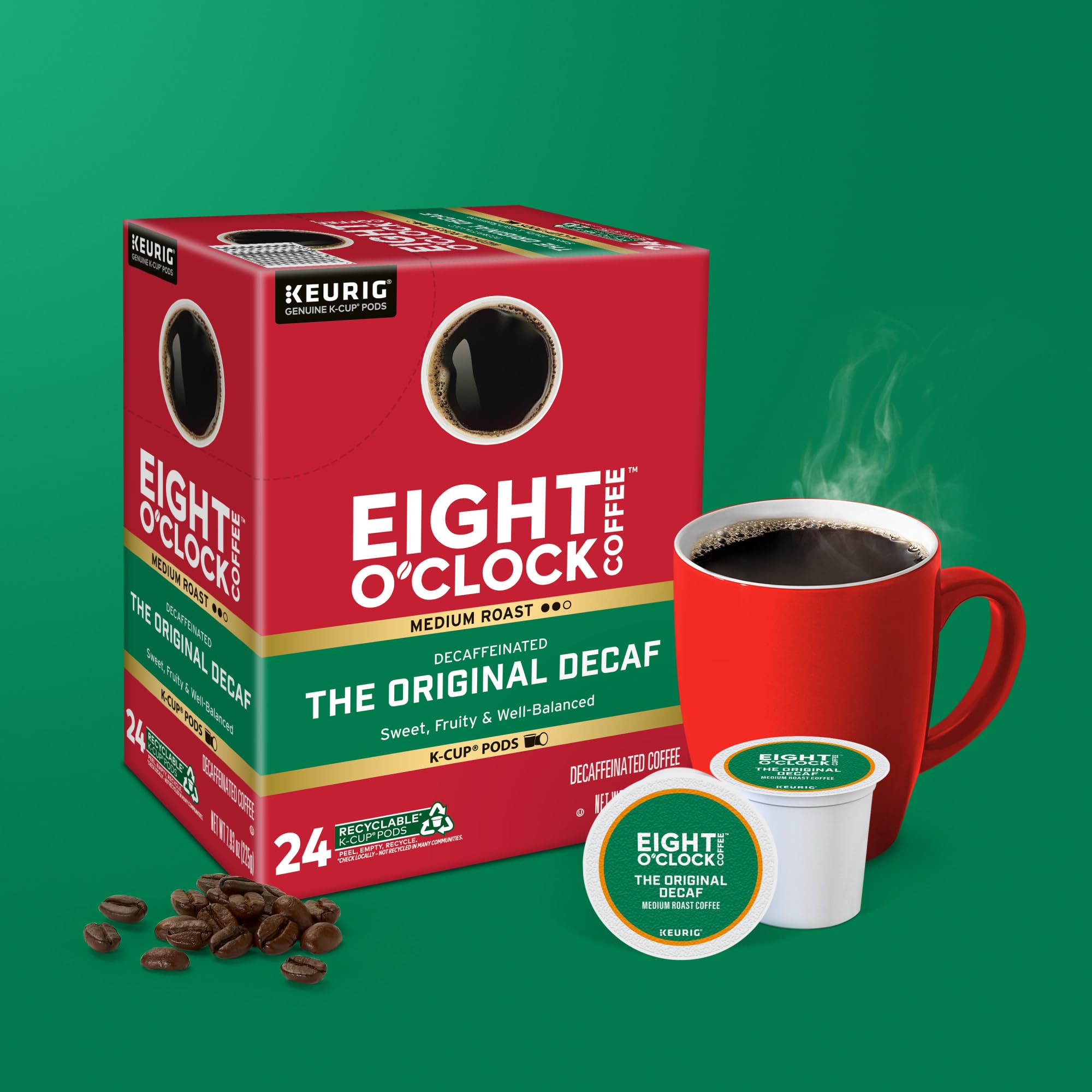 Eight O'Clock kosher and product label detail ensuring certified quality