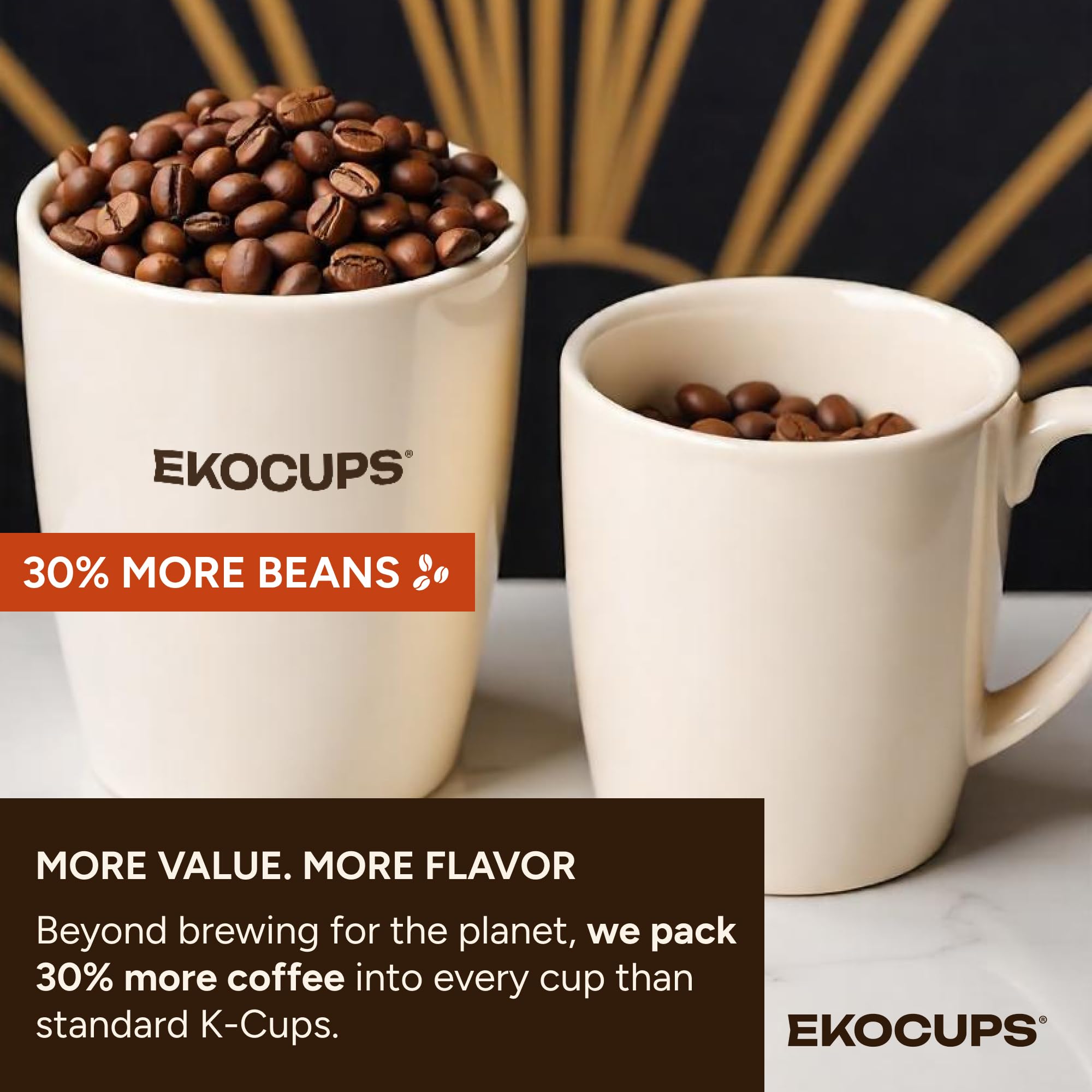 EKOCUPS label organic fair trade certification visible on box