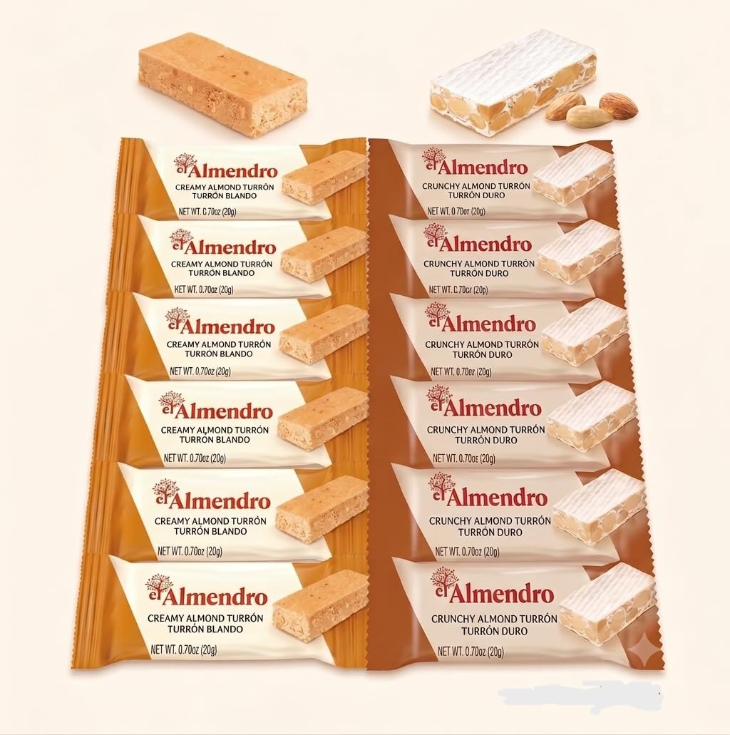 El Almendro front packaging showing variety pack and portioned bars for easy gifting