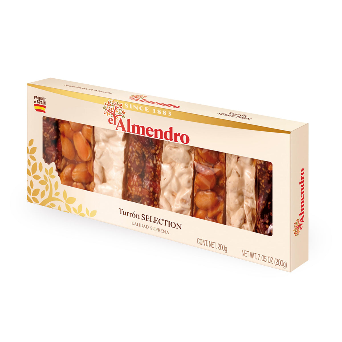 El Almendro front packaging showing assortment and ideal for gifting