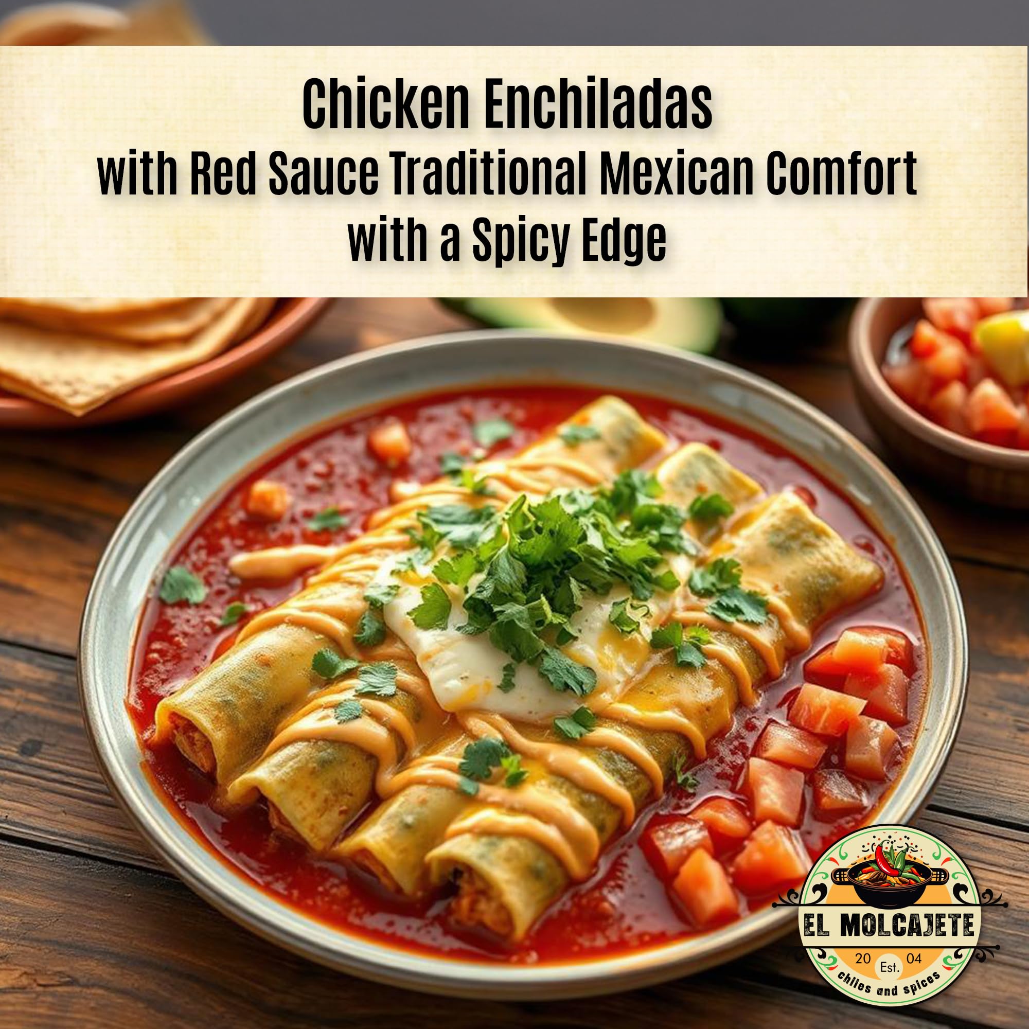 El Molcajete bright red salsa made with arbol chiles, adds bold heat