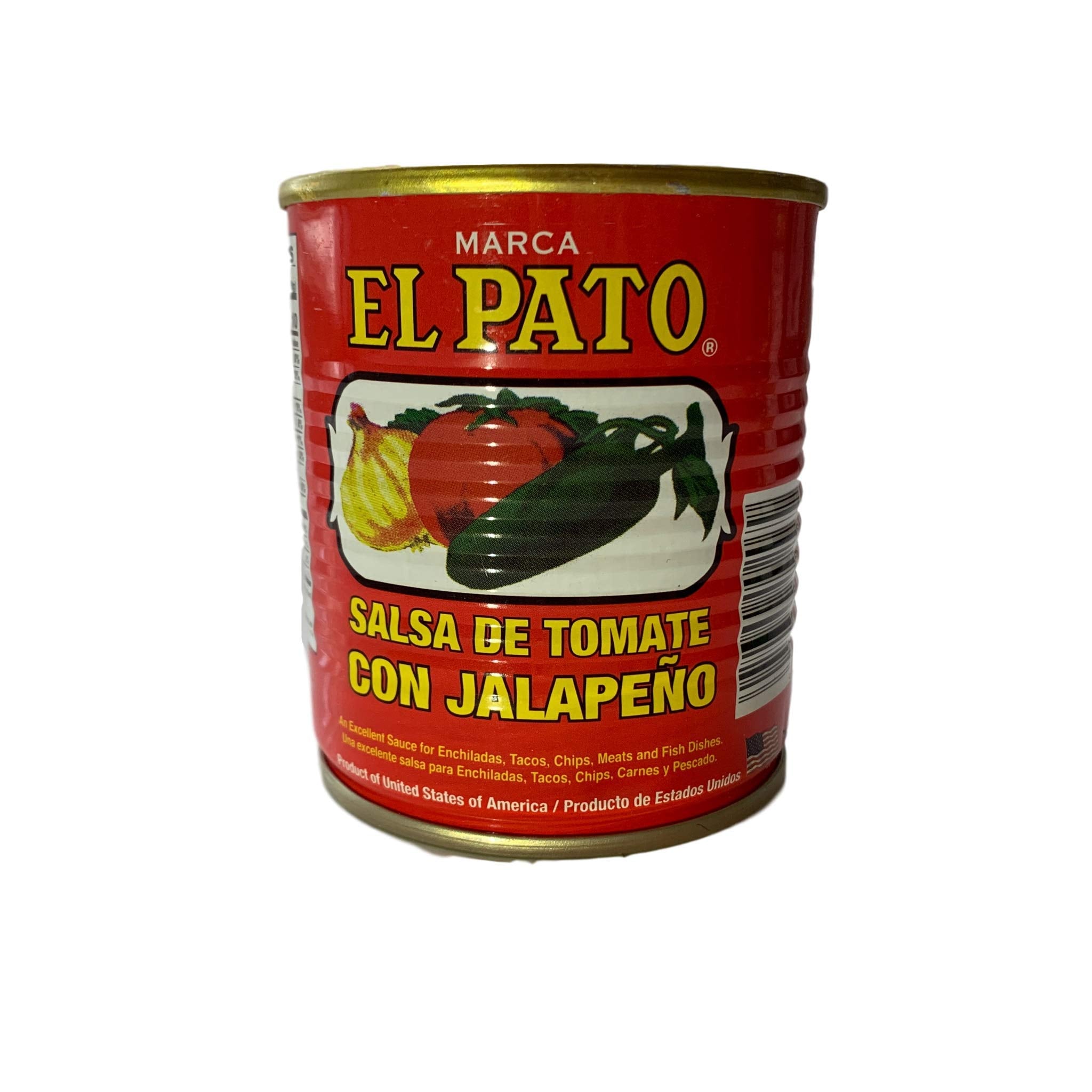 El Pato bottle held next to hand to show pantry-friendly size