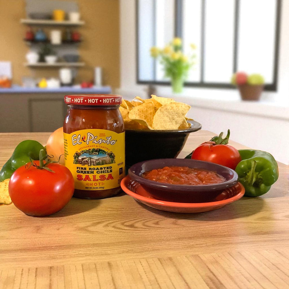 El Pinto salsa on chips demonstrating bright flavor and perfect dipability