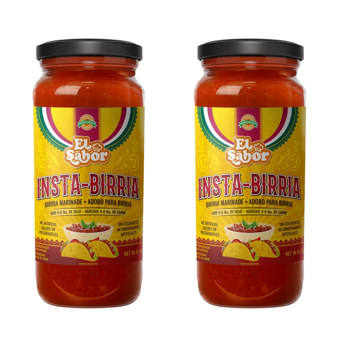 EL SABOR PRODUCTS jar front packaging showing authentic birria adobo and benefits