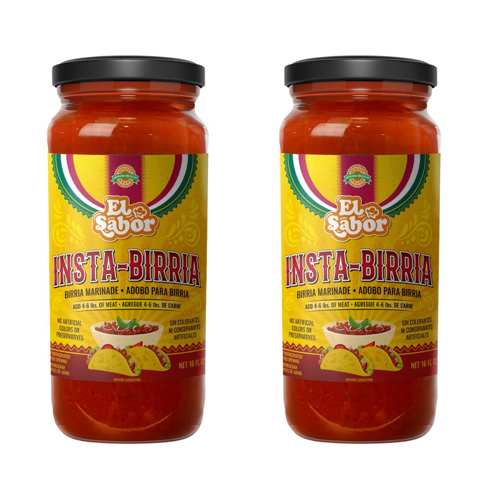 EL SABOR PRODUCTS jar front packaging showing authentic birria adobo and benefits