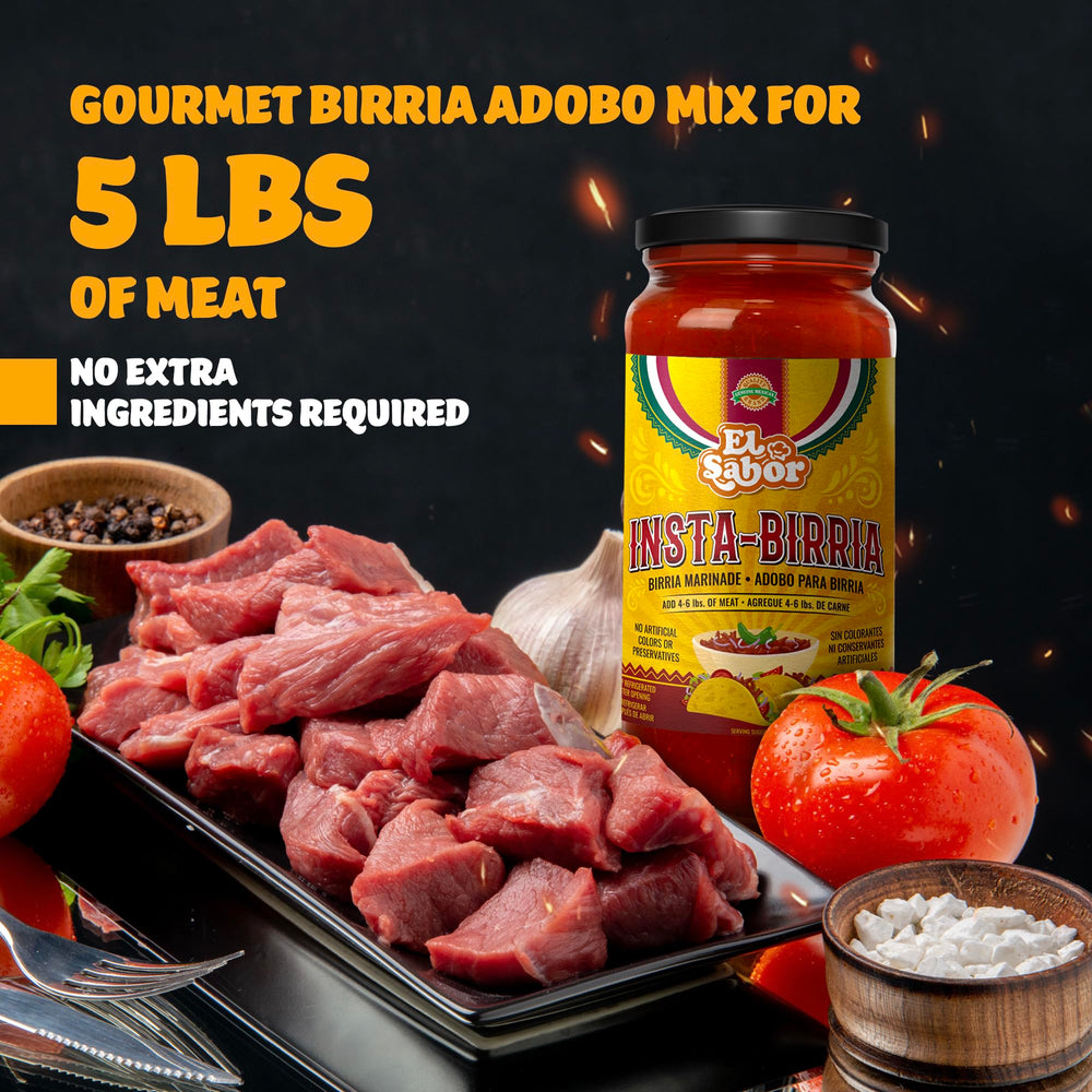 EL SABOR PRODUCTS adobo poured over shredded beef showing rich, slow-cooked results