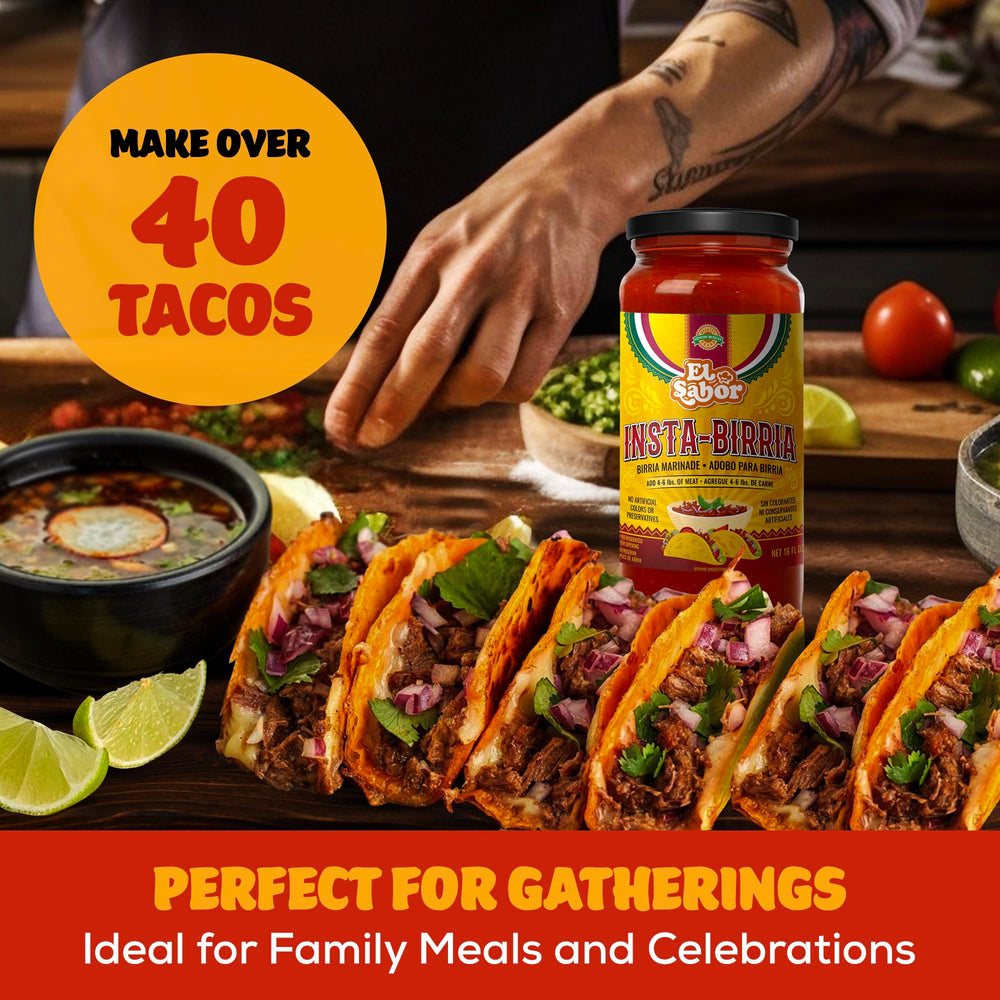 EL SABOR PRODUCTS plated quesabirrias demonstrating meltiness and serving suggestion