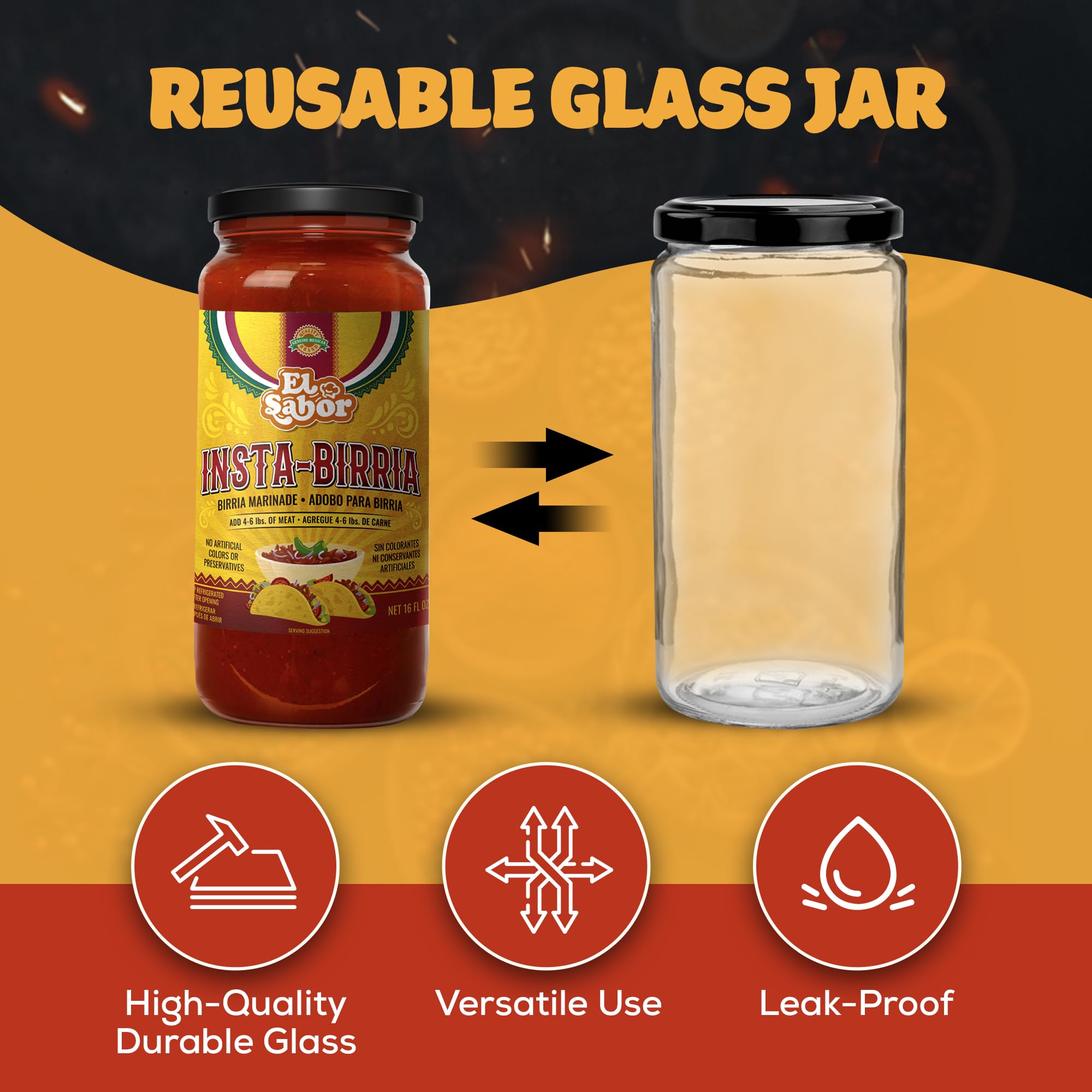 EL SABOR PRODUCTS 16oz jar in hand showing scale and portion size for recipes
