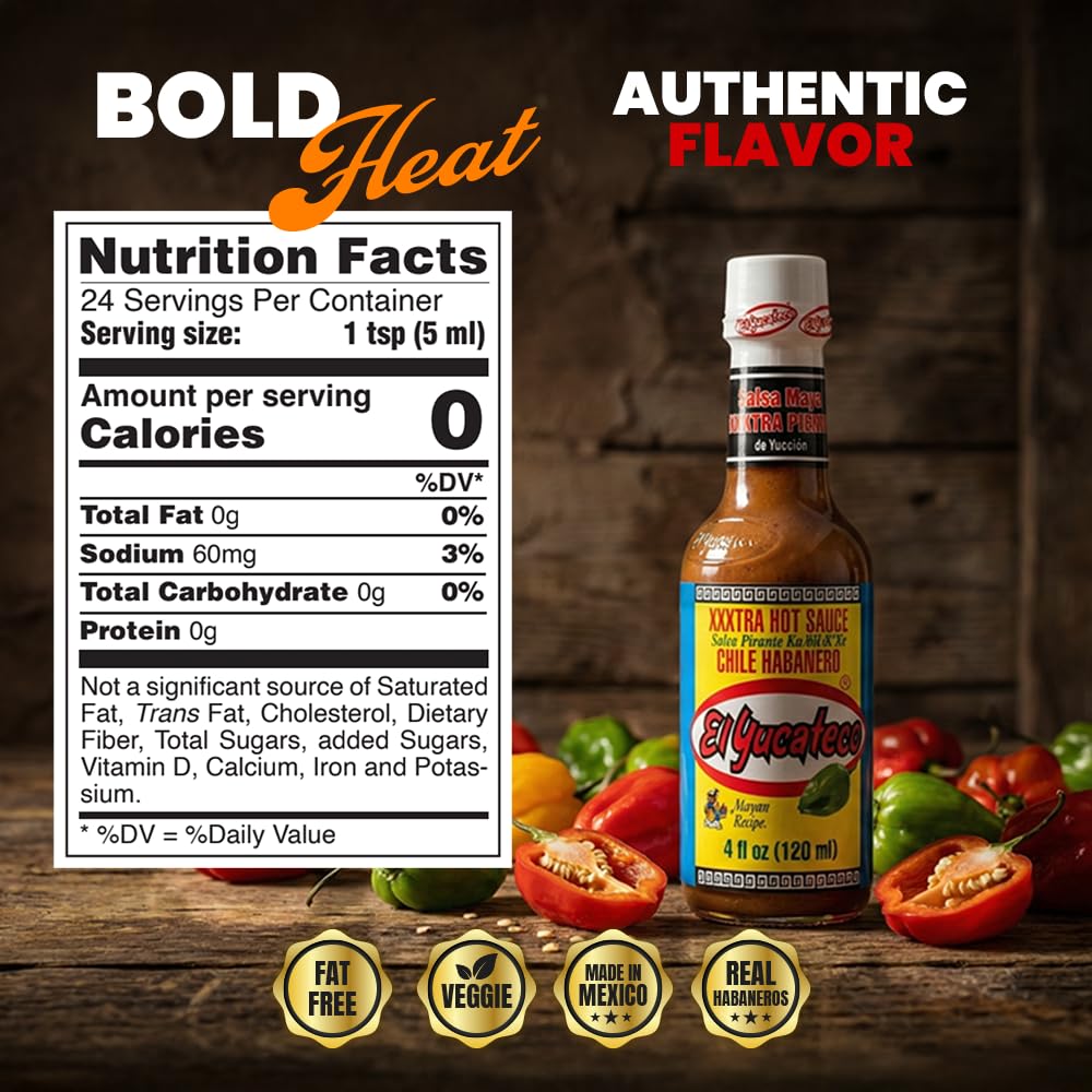 El Yucateco close-up habanero texture and seeds, highlights premium pepper flavor and intensity