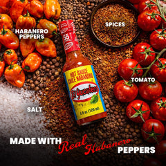 El Yucateco bottle next to a dipping bowl showing condiment versatility and convenience
