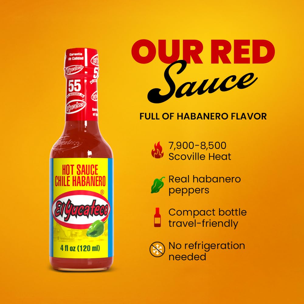 El Yucateco being poured over a taco to add spicy, fruity heat and freshness