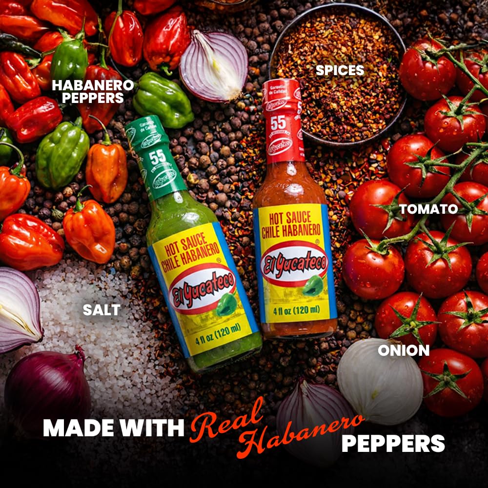 El Yucateco bottles side-by-side compare green and red flavor profiles