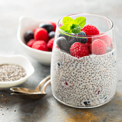Close-up of Elan chia seed texture highlighting natural, nutrient-dense seeds