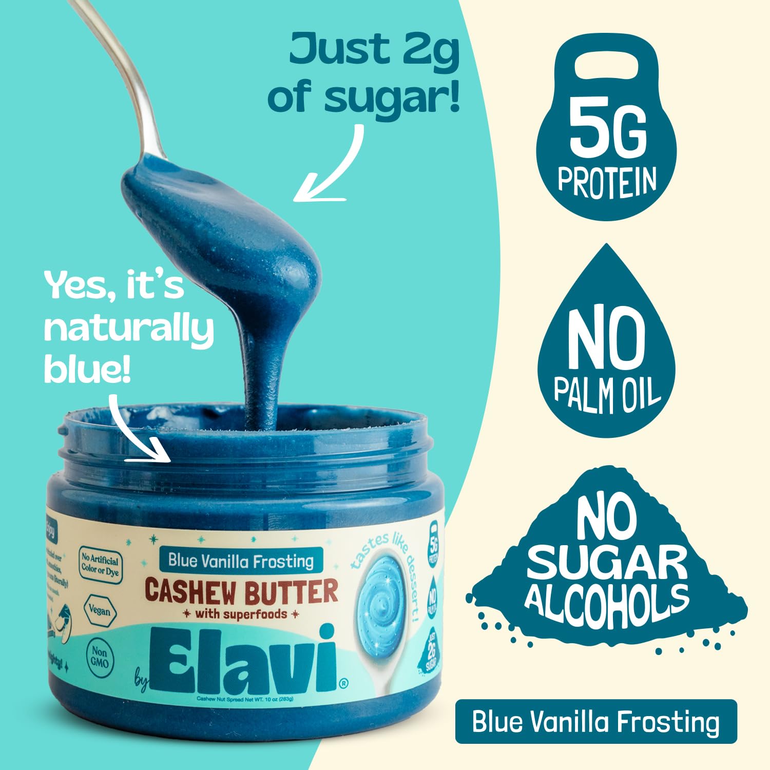 ELAVI 10oz jar next to common items to show scale and portion size