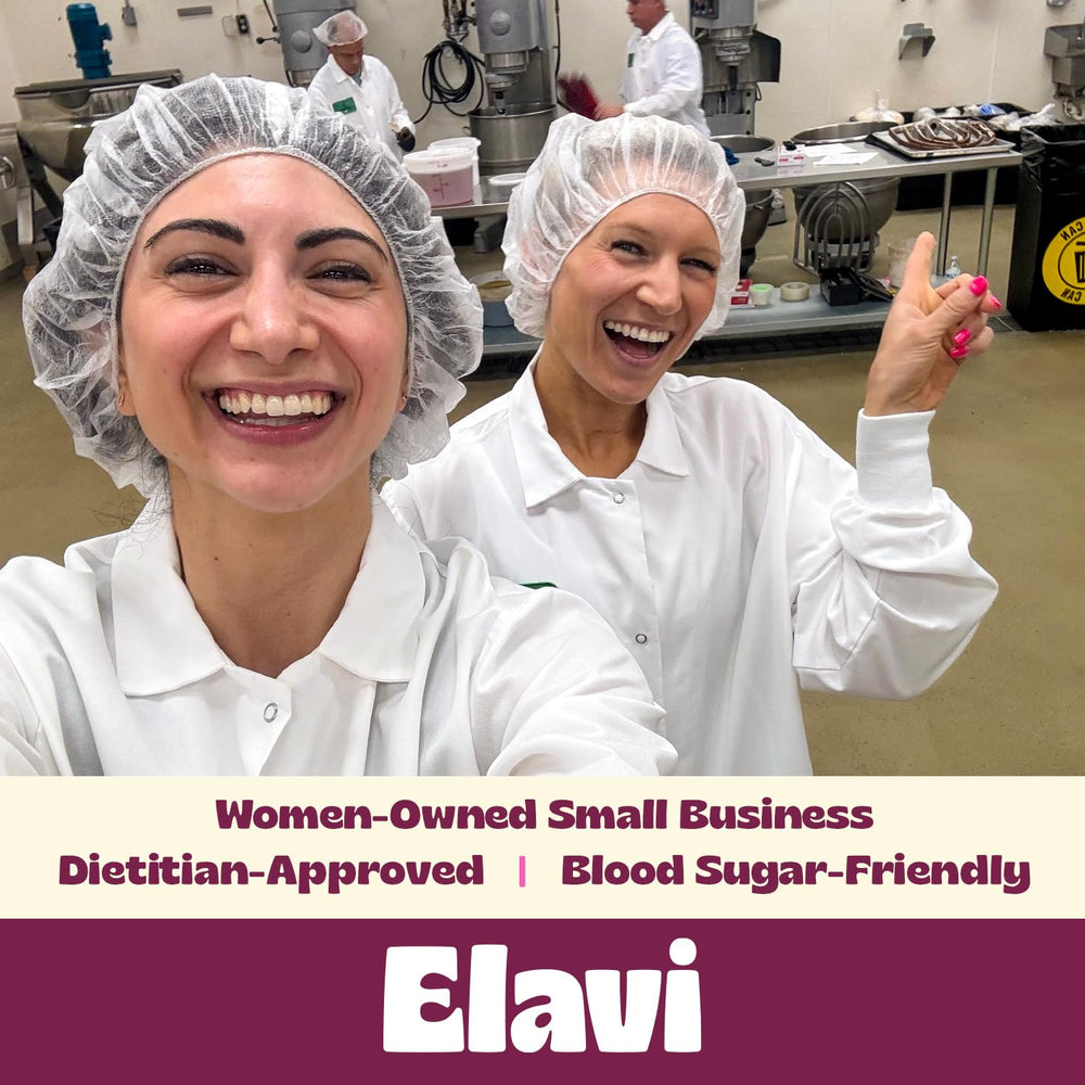 ELAVI jar on kitchen counter in lifestyle scene suggesting family-friendly snack