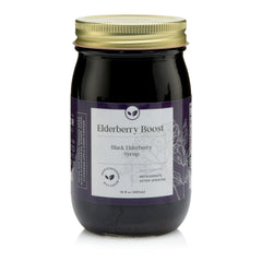Elderberry Boost front label showing organic ingredients and clean branding benefit clarity