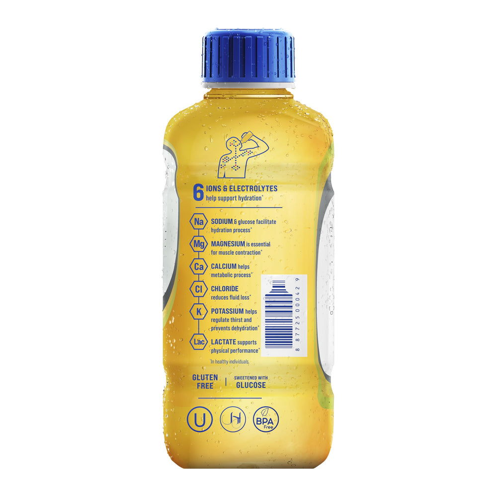 Close-up bubbles and texture of Electrolit passion fruit beverage for refreshing appeal