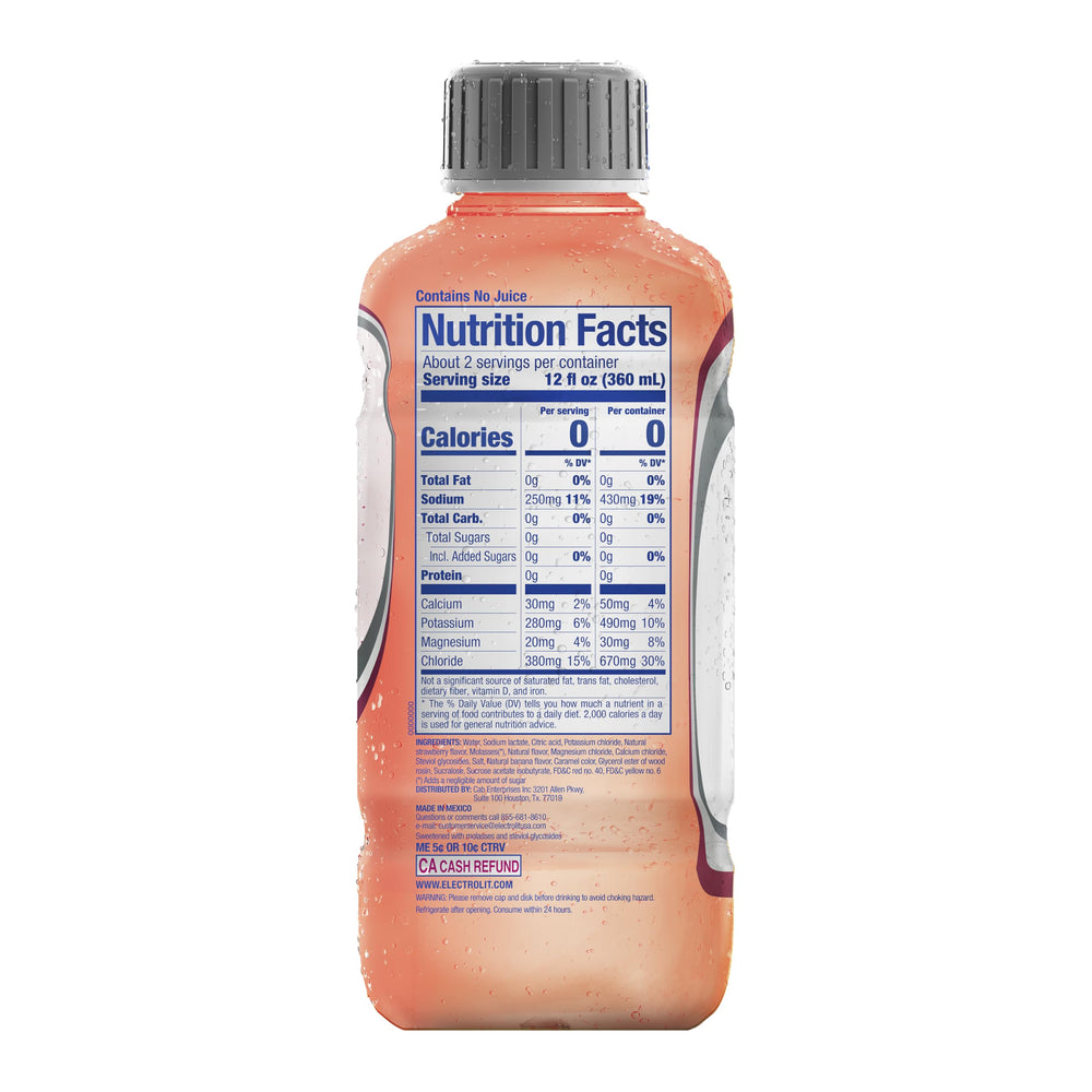 Electrolit bottle cap and neck highlighting convenient resealable design benefit