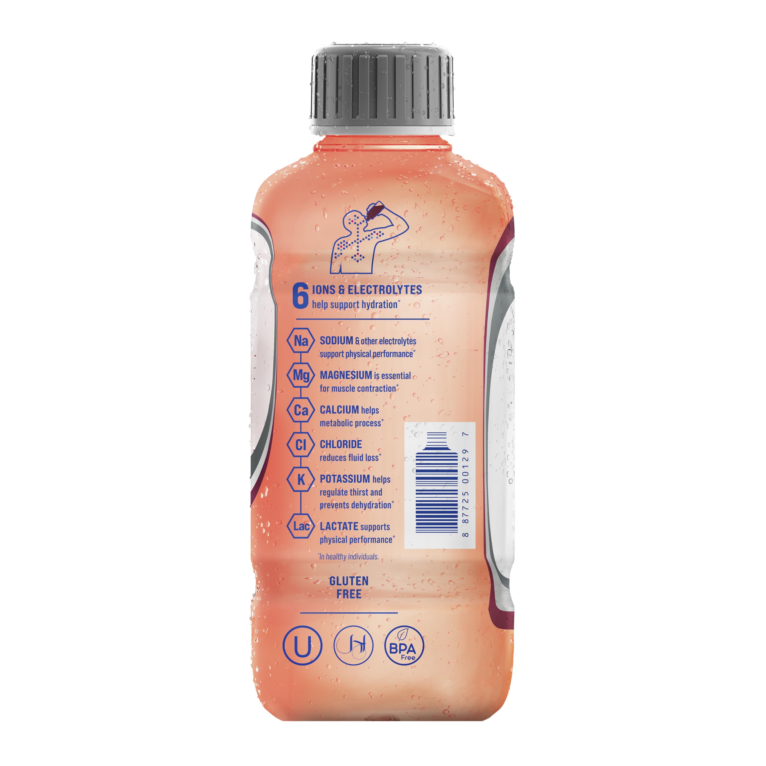 Close-up of Electrolit strawberry-banana liquid color indicating refreshing taste benefit